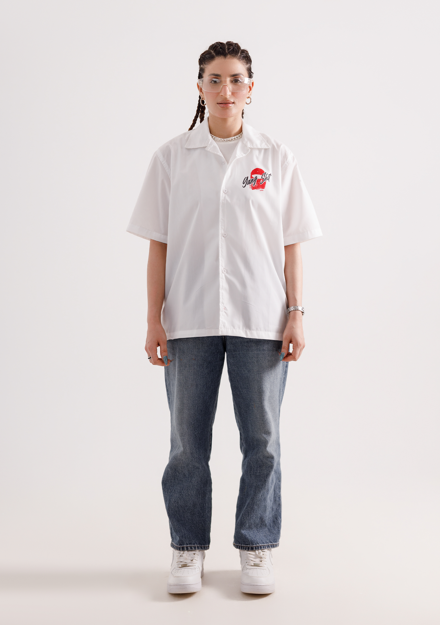 Gang Statement White Cuban Shirt