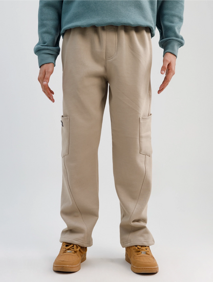 Beige Drift Curve Trousers