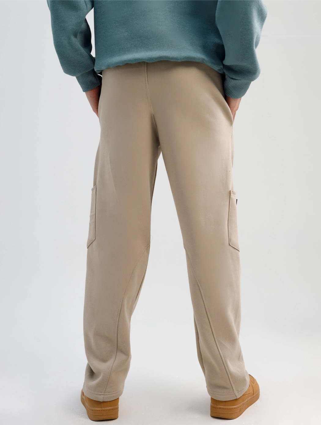 Beige Drift Curve Trousers