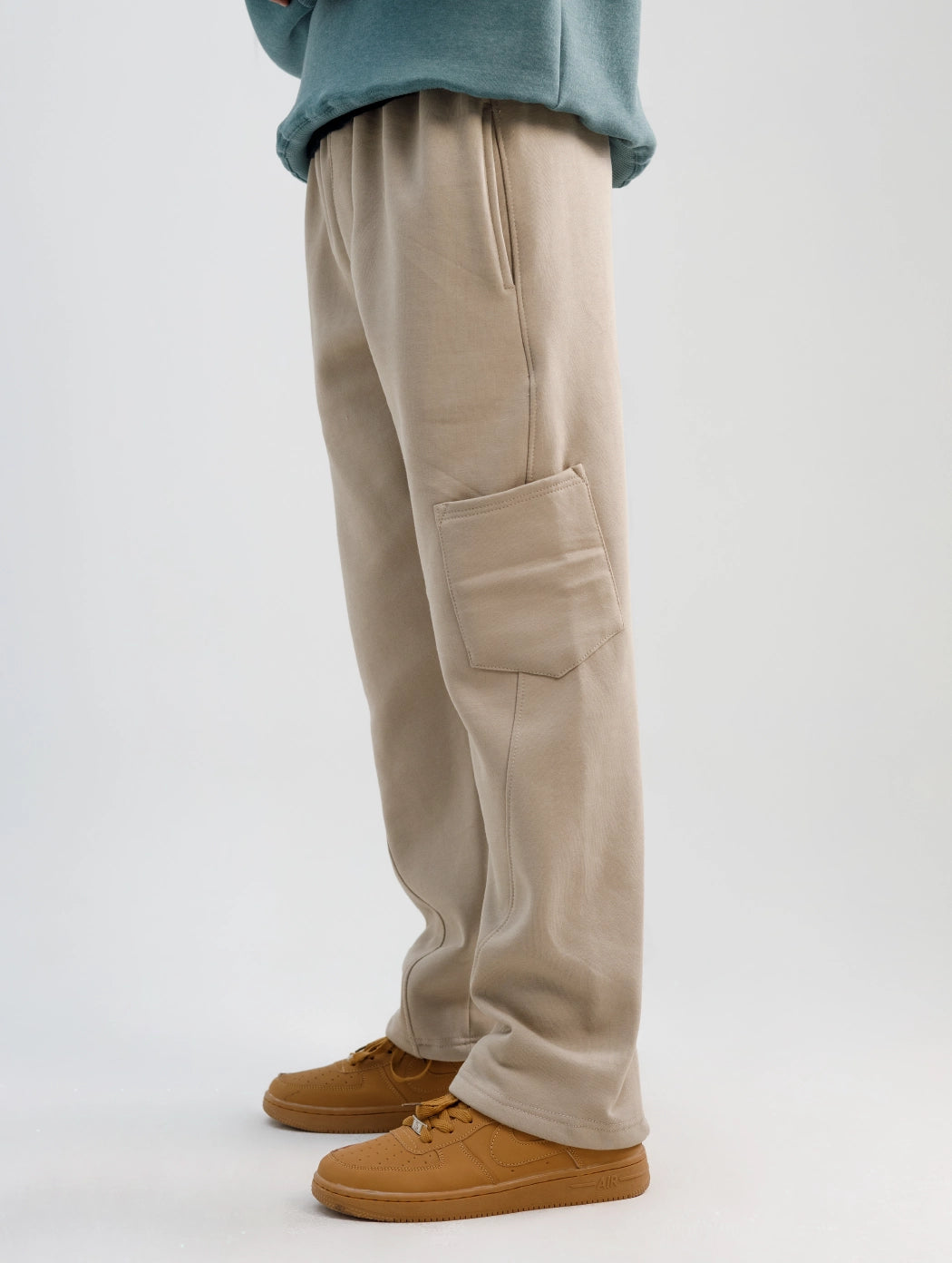 Beige Drift Curve Trousers