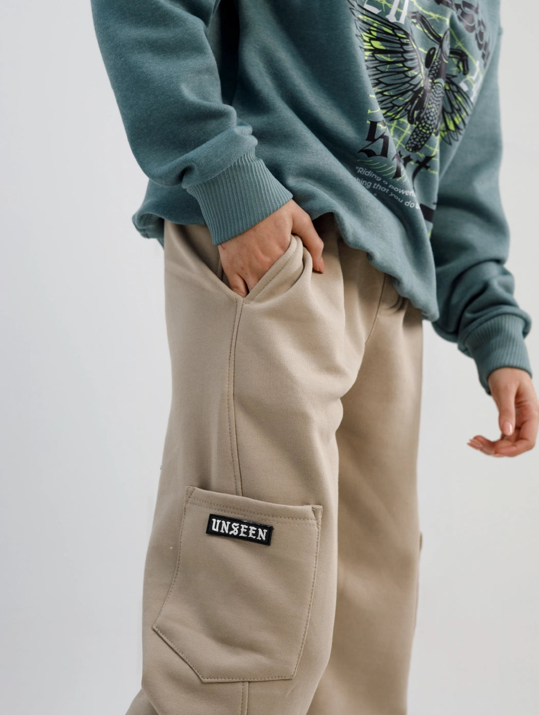 Beige Drift Curve Trousers